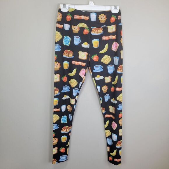 P&S Designs Breakfast Yummies‎ Polyester Spandex Leggings One Size Fits All - Picture 1 of 7